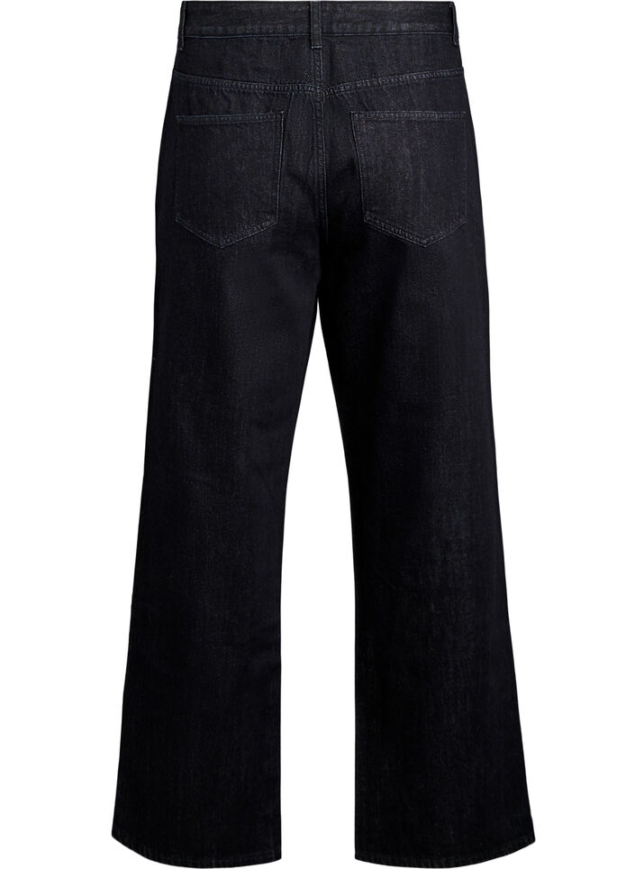 Wide fit jeans met een zachte, geborstelde binnenkant, Zwart, Packshot image number 1