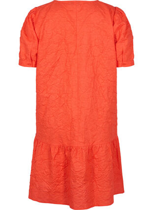 Robe structurée à manches courtes et bouffantes, Mandarin Red, Packshot image number 1