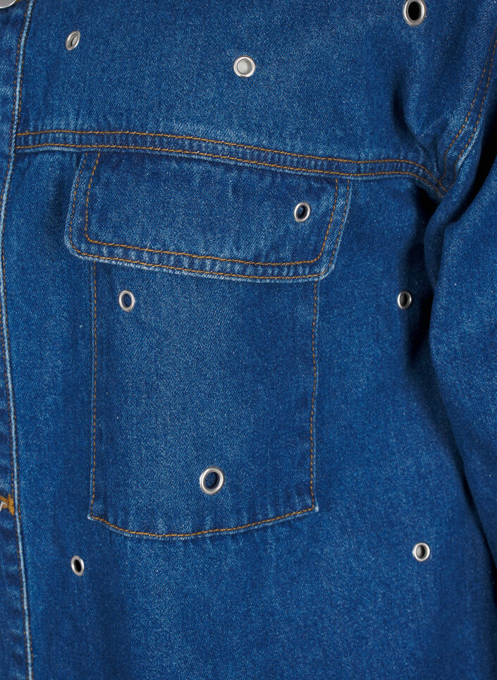 Denim shirt met oogjes, Blauw, Packshot image number 3