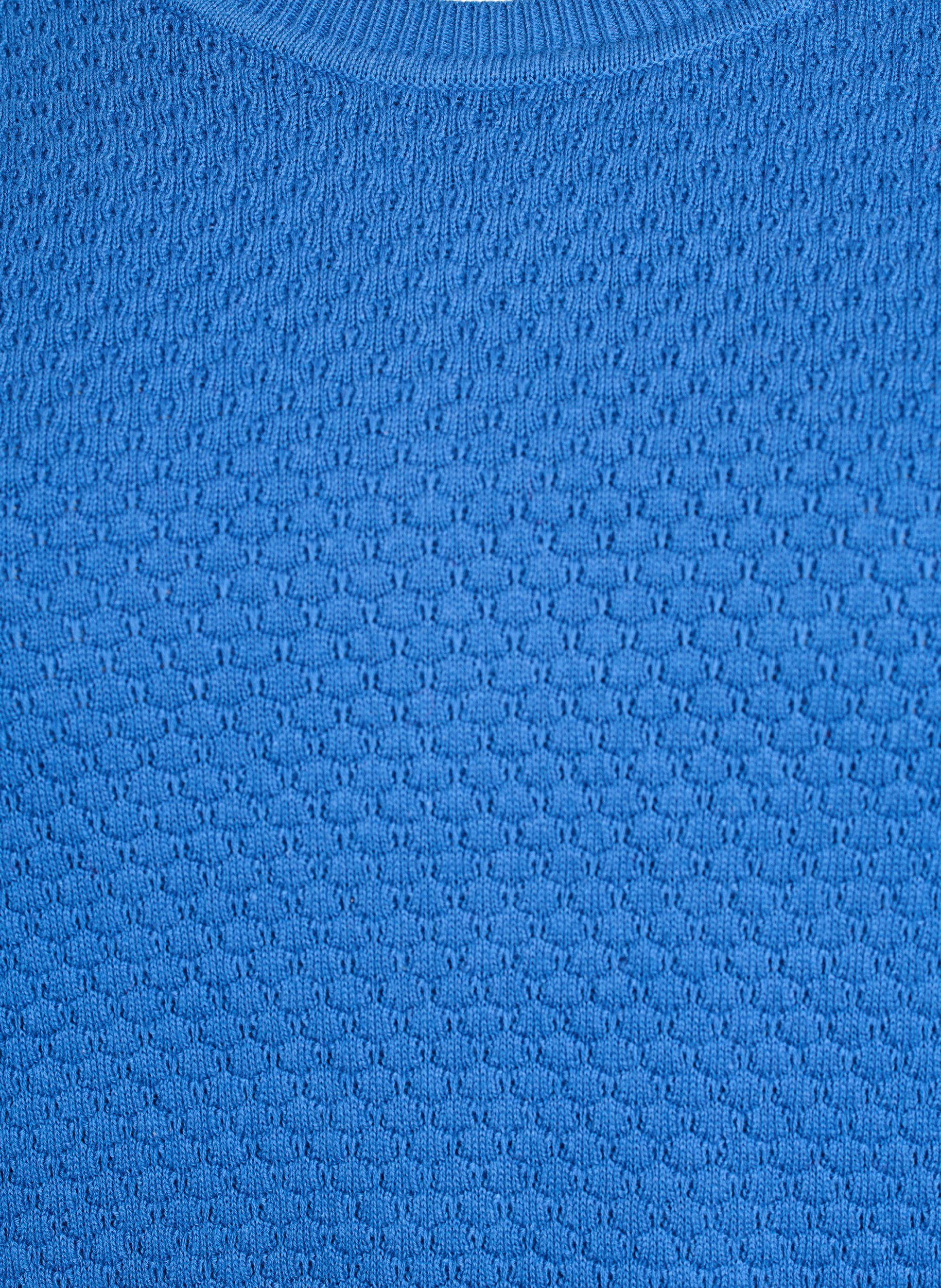 ZizziGebreide blouse van katoen met structuurpatroon, Blauw, Packshot image number 2