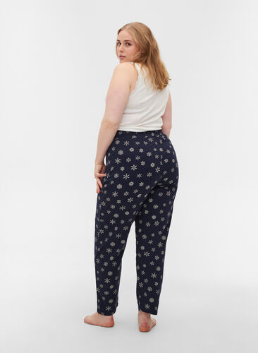 Pantalon de pyjama ample en coton bio, Night Sky Snow, Model image number 1