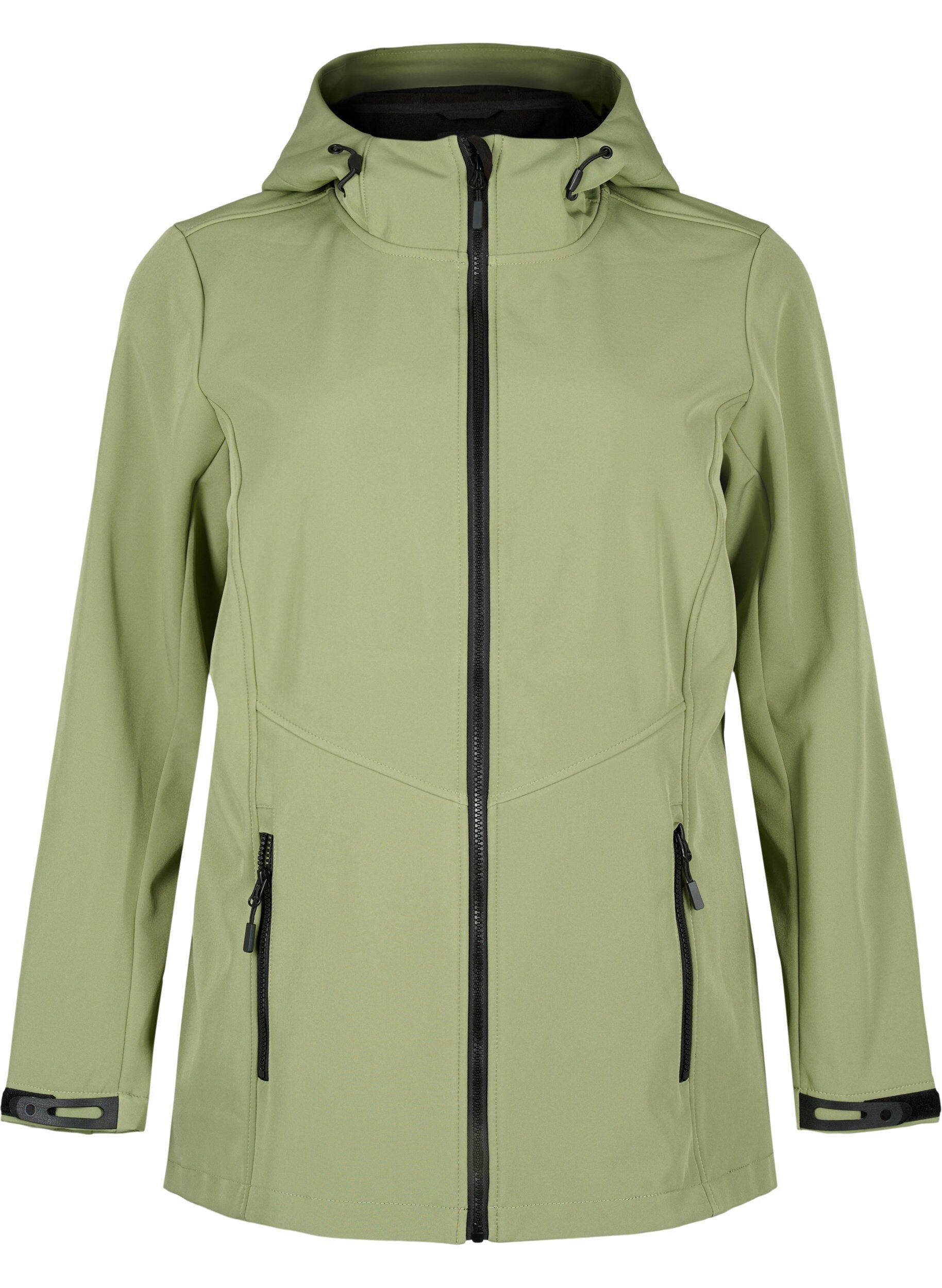 ZizziKorte softshell jas met zakken, Oil Green, Packshot image number 0