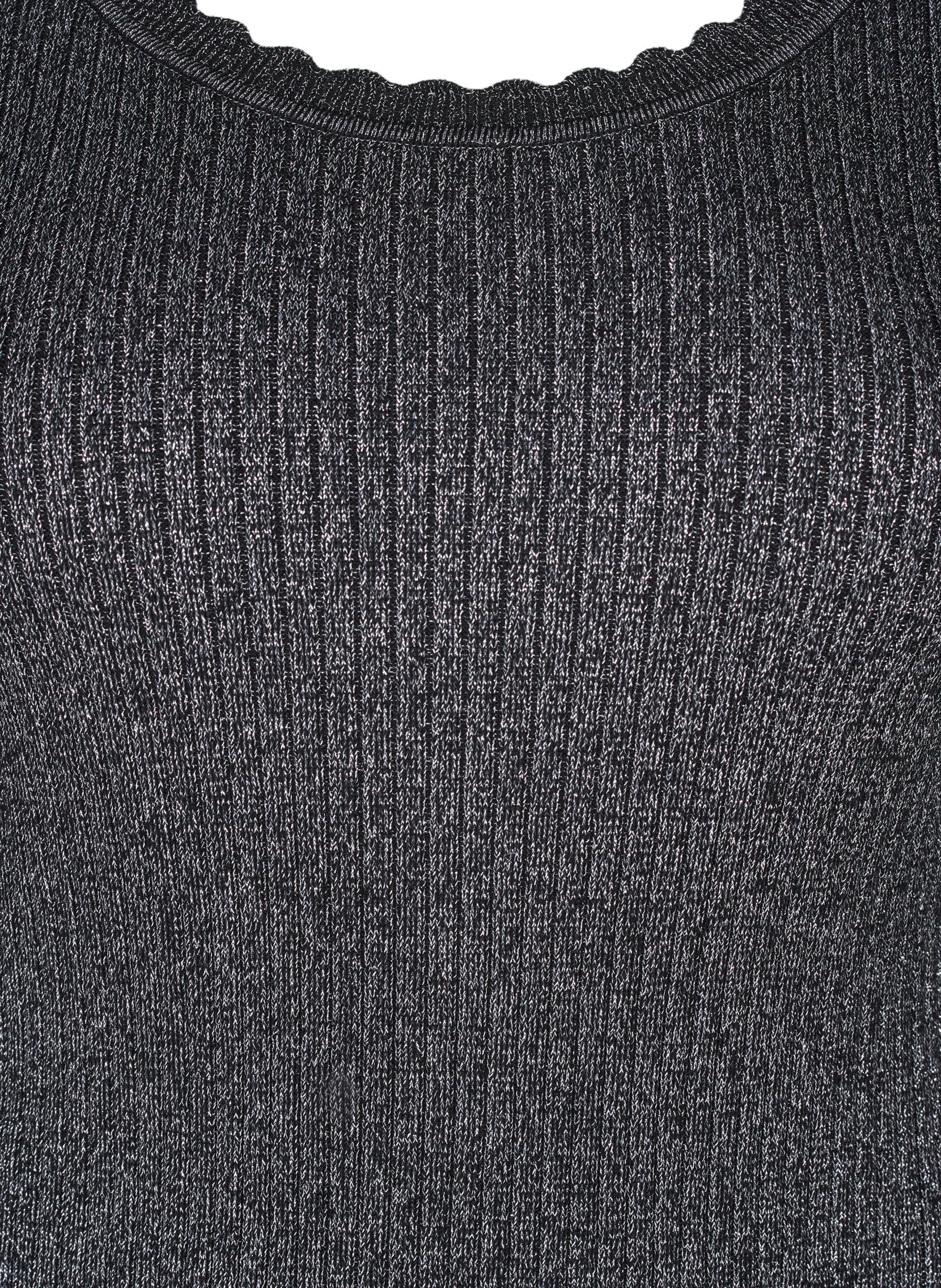 ZizziGebreide trui met strakke pasvorm en glitterdraad, Zwart, Packshot image number 2