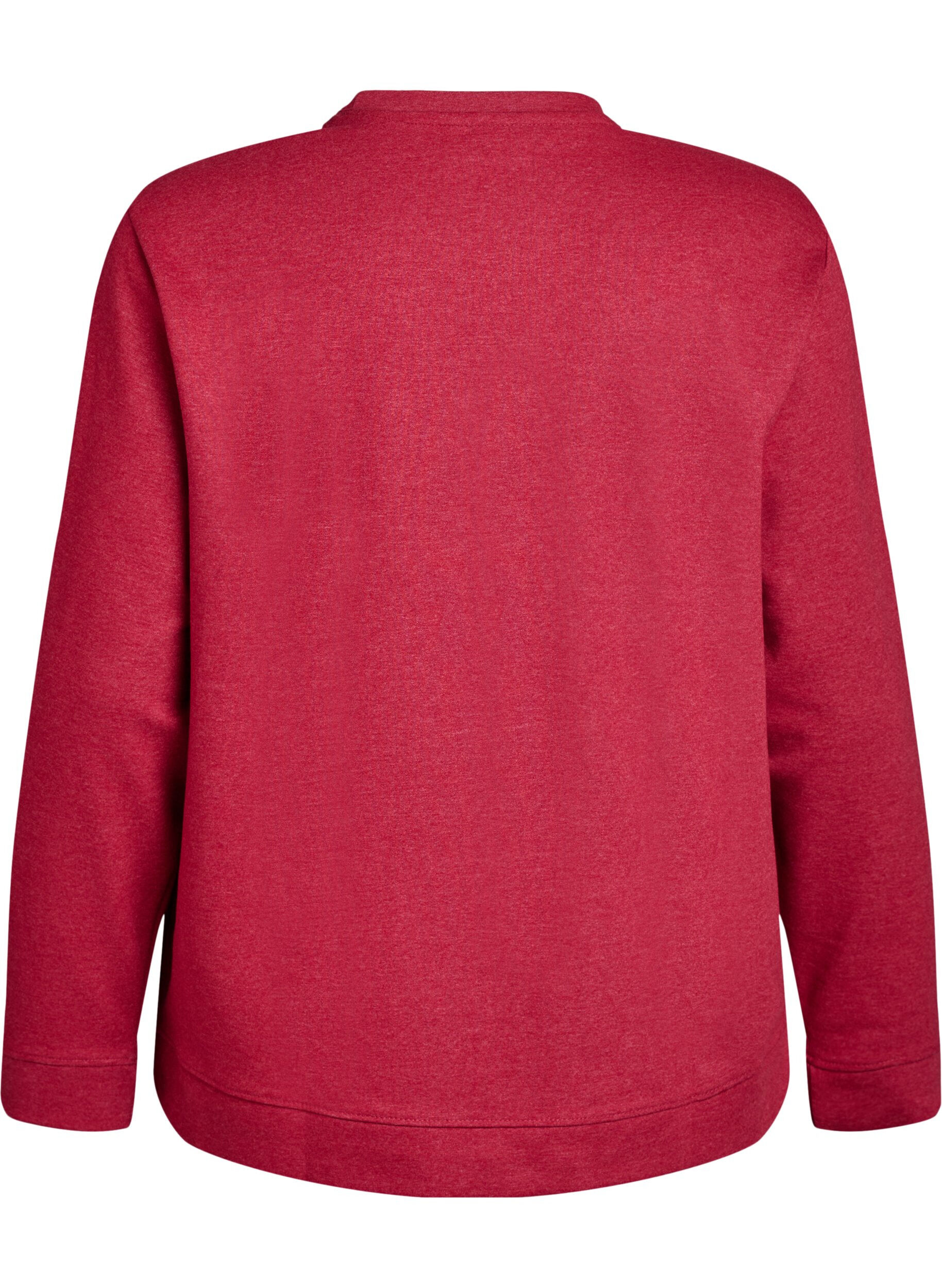 ZizziSweat-shirt &agrave; col ras du cou, Rouge, Packshot image number 1