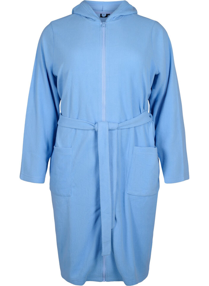 Robe de chambre avec fermeture éclair et capuche, Bleu Clair, Packshot image number 0