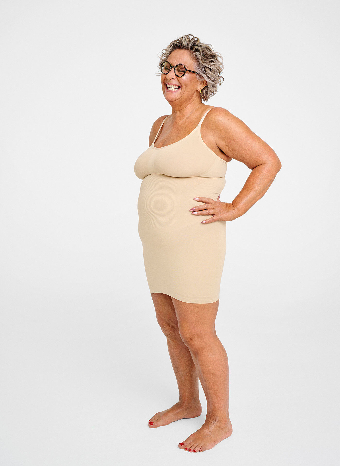 ZizziShapewear jurk met dunne bandjes, Beige, Image image number 1