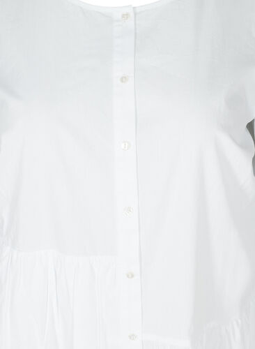 Robe chemise en coton à manches bouffantes, Bright White, Packshot image number 2