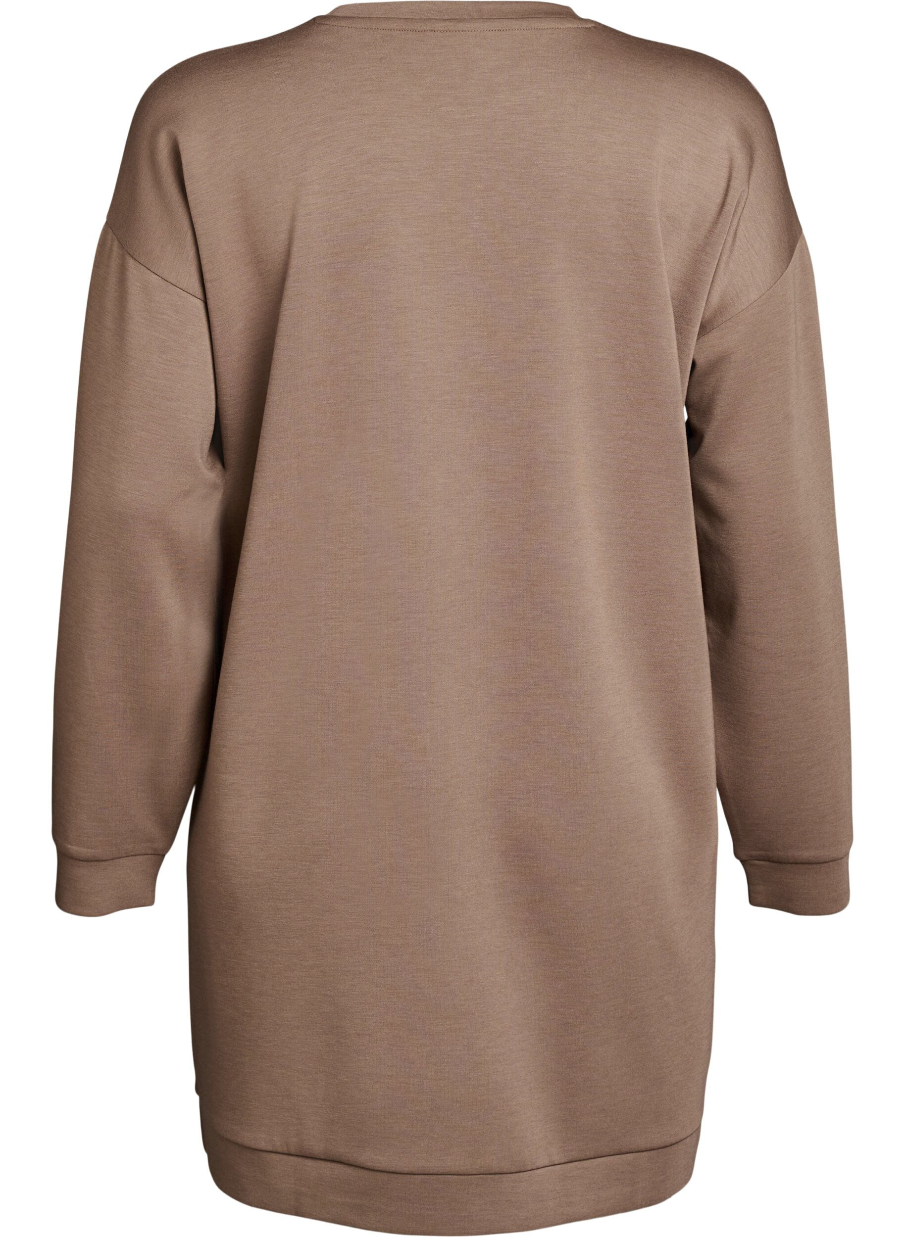 Zizzi Robe sweat courte en m&eacute;lange modal, Fossil , Packshot image number 1