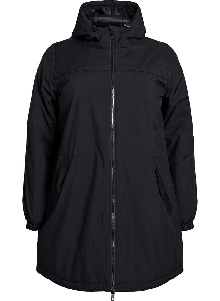 Parka matelass&eacute;e l&eacute;g&egrave;re &agrave; capuche, Noir, Packshot image number 0