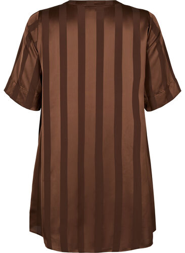 Robe trapèze avec rayures et manches 1/2, Chestnut, Packshot image number 1