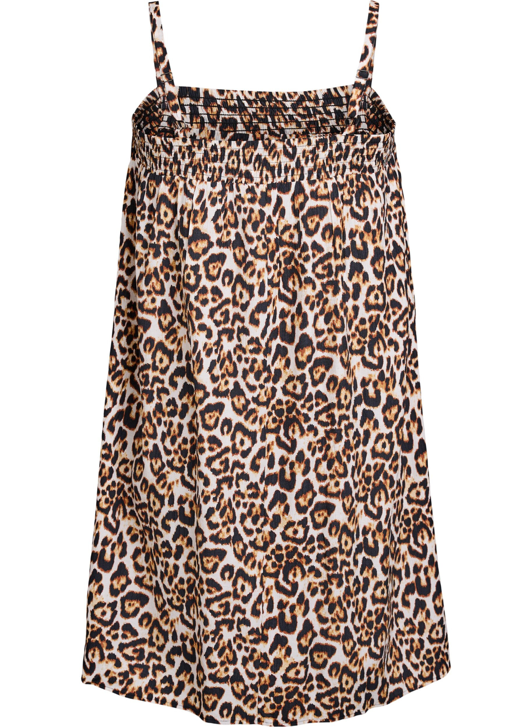 ZizziKorte viscose jurk met spaghettibandjes, Beige, Packshot image number 1