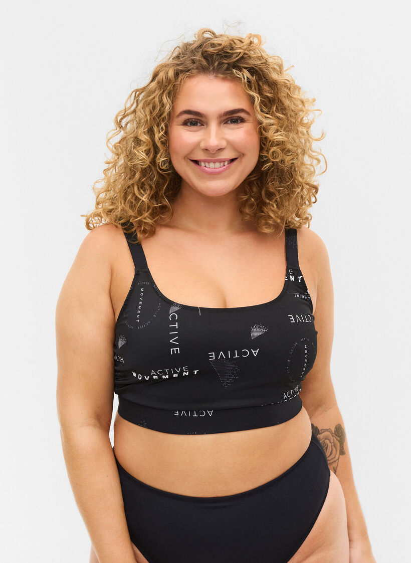 Haut de bikini imprimé, Logo Print, Model image number 0