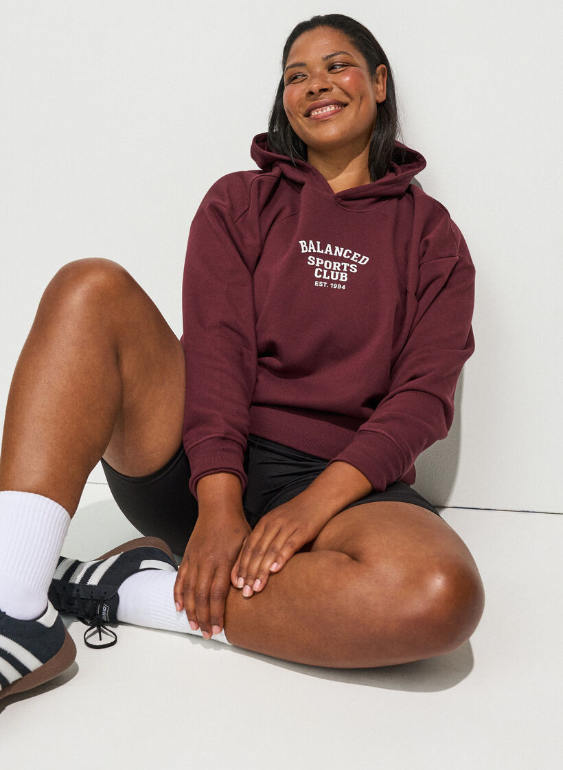 Hoodie met borstprint, Rood, Model image number 0