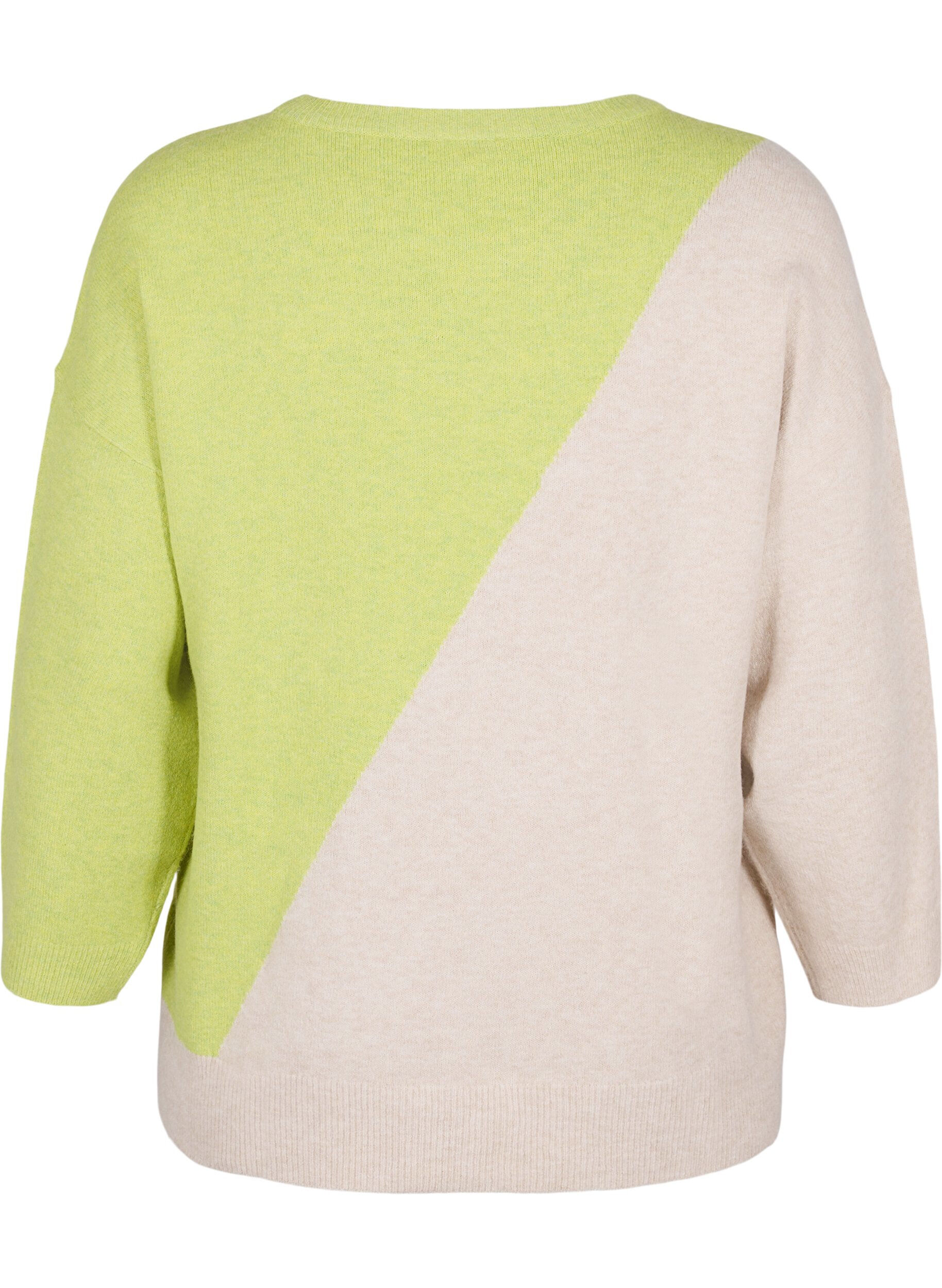 ZizziGebreide blouse met ronde hals en colorblock, Tender Shoots Comb, Packshot image number 1