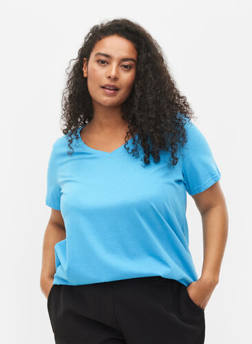 T-shirt basiques 2-pack en coton, Bonnie Blue/Black, Model image number 0
