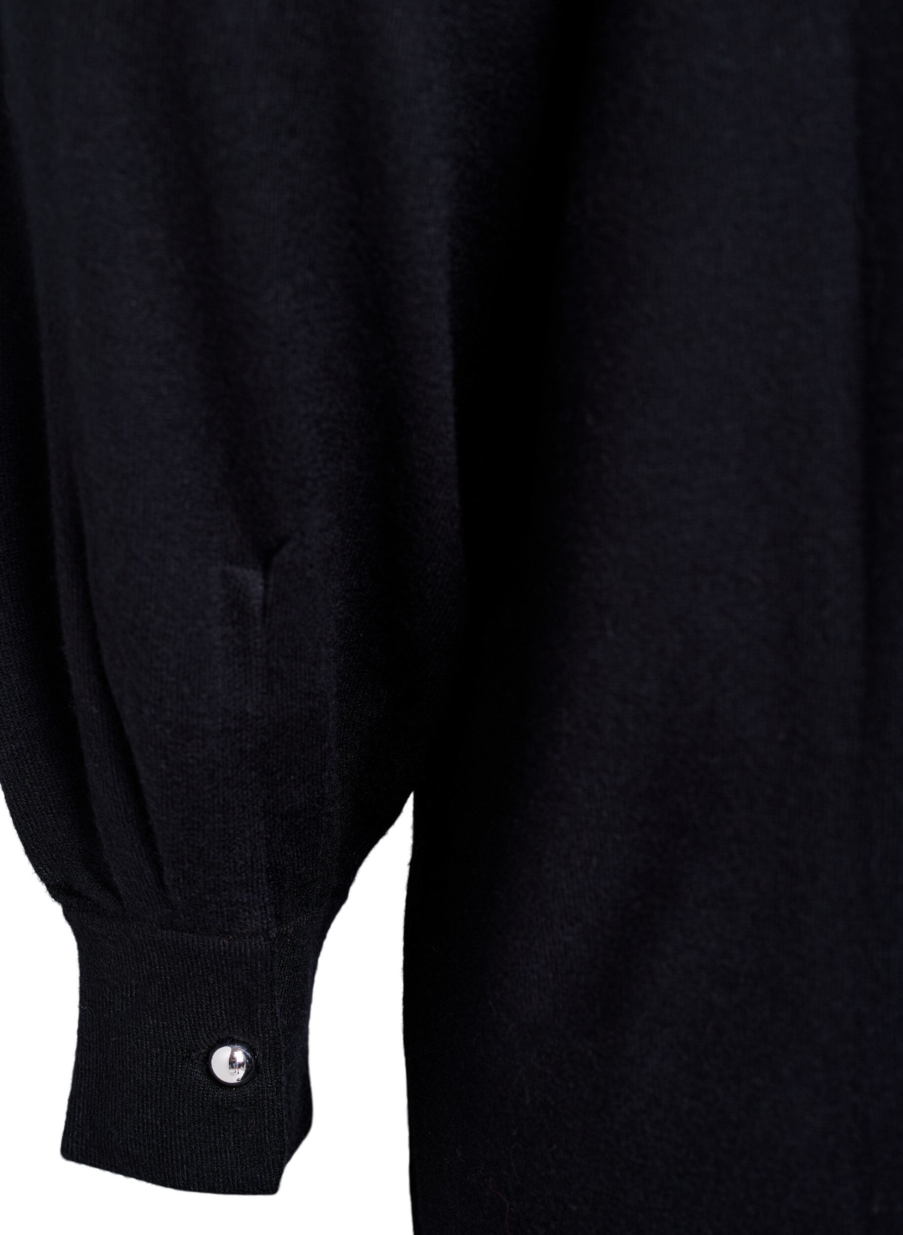 ZizziKorte gebreide jurk met raglanmouwen, Zwart, Packshot image number 3