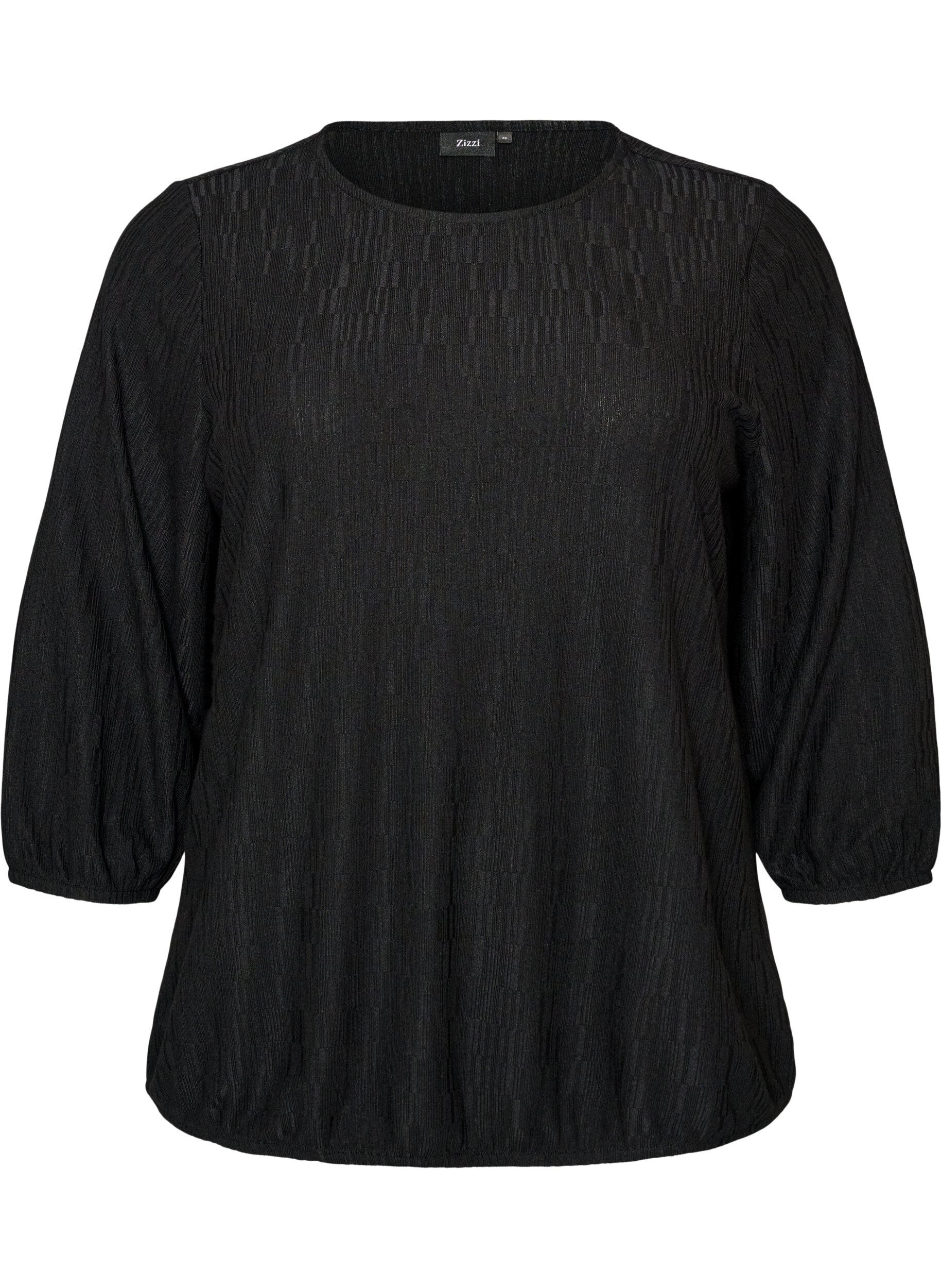 Blouse met textuur en 3/4 mouwen