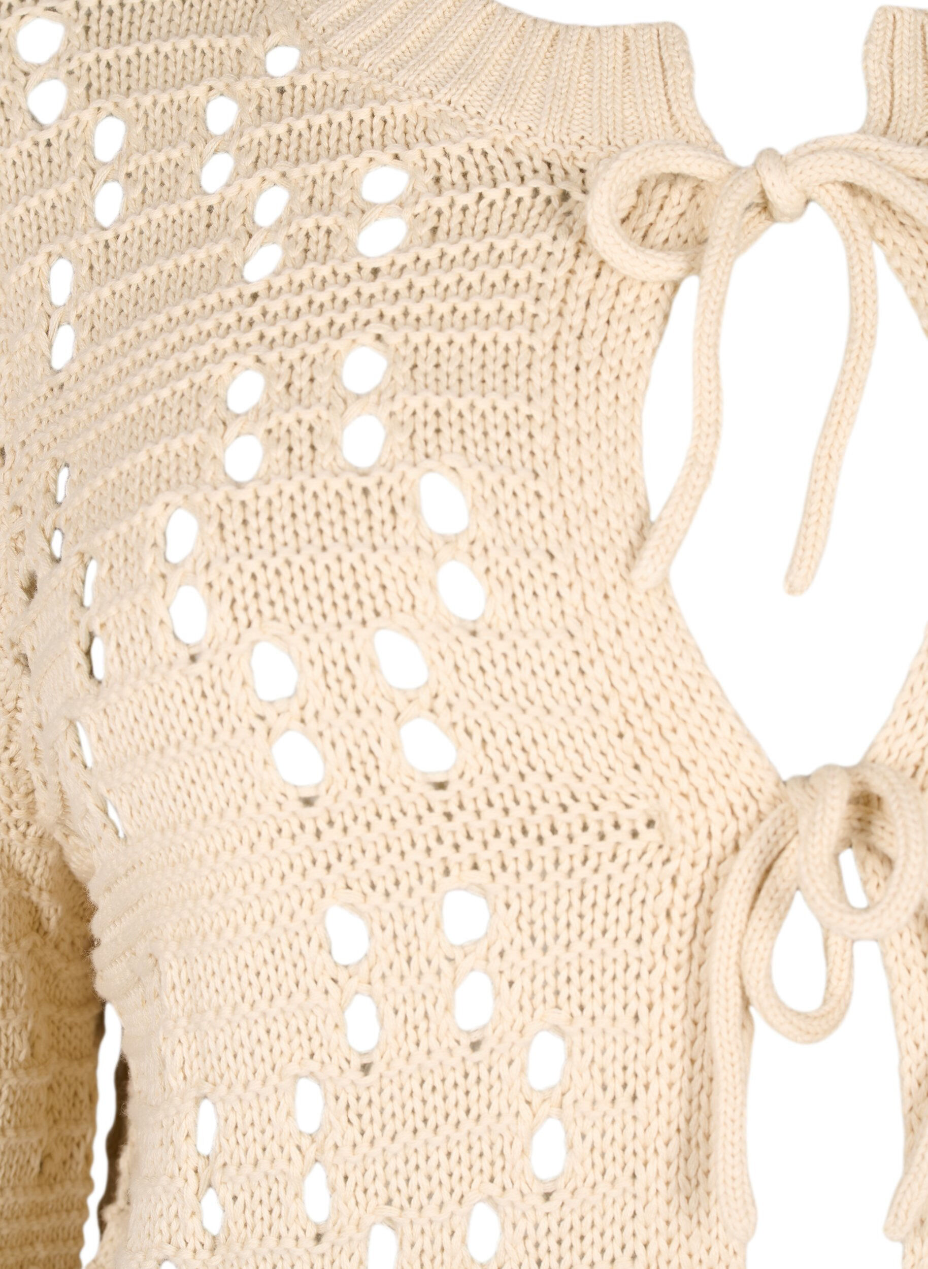 Zizzi Cardigan en maille avec liens et motifs ajour&eacute;s, Birch, Packshot image number 2