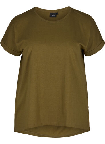 T-shirt en mélange coton, Dark Olive Mel., Packshot image number 0