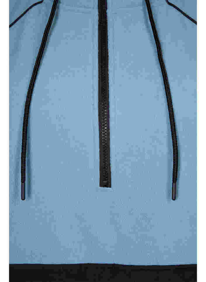 Lange fleece anorak met rits, Smoke Blue w. Black, Packshot image number 3