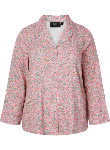 Chemise de nuit en coton avec imprimé floral, Powder Pink, Packshot image number 0