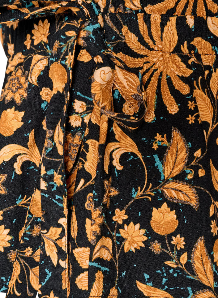 Katoenen blouse met bloemenprint en striksluiting, Oranje, Packshot image number 3