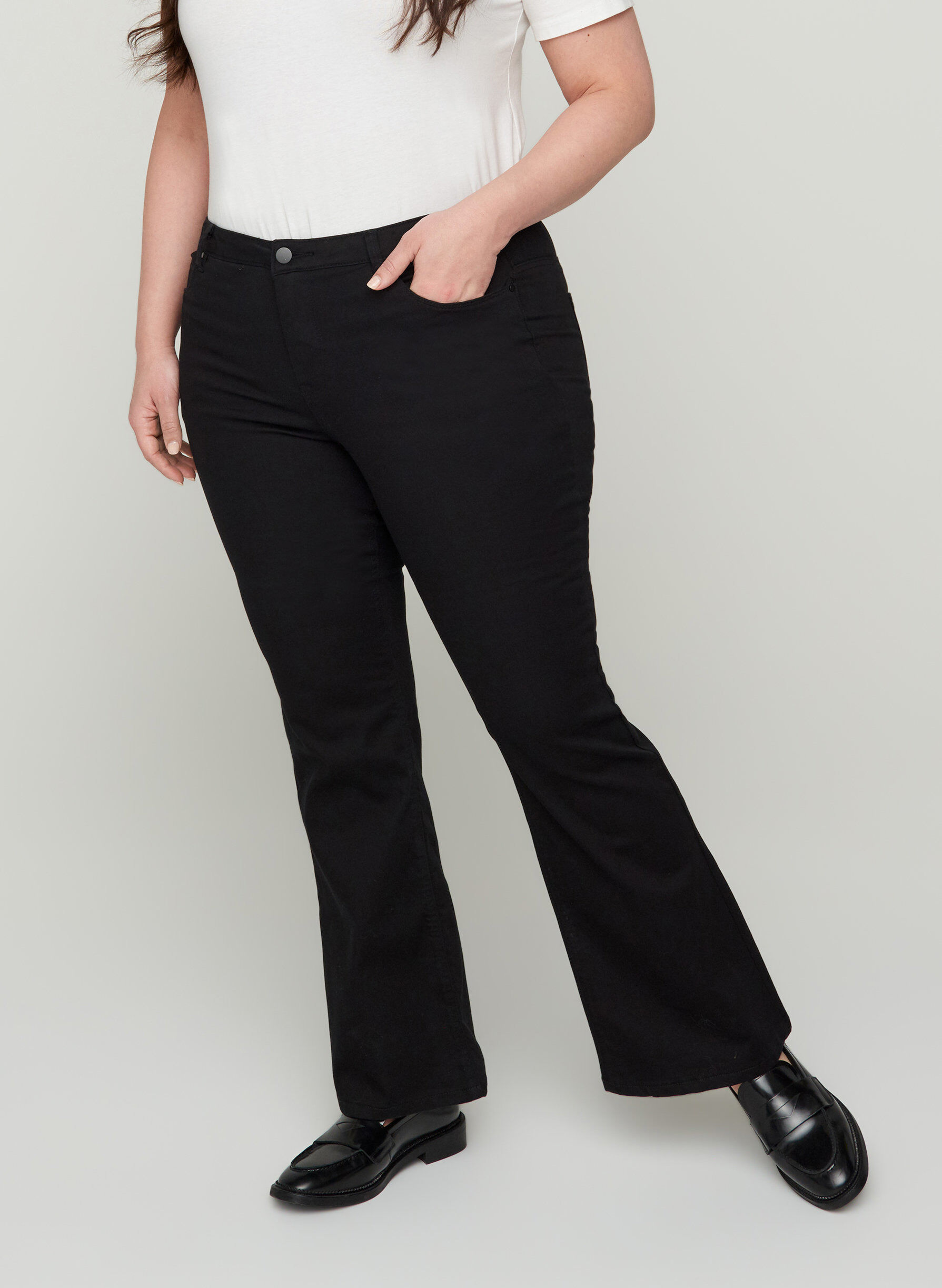 ZizziEllen bootcut jeans met hoge taille, Black, Model image number 2