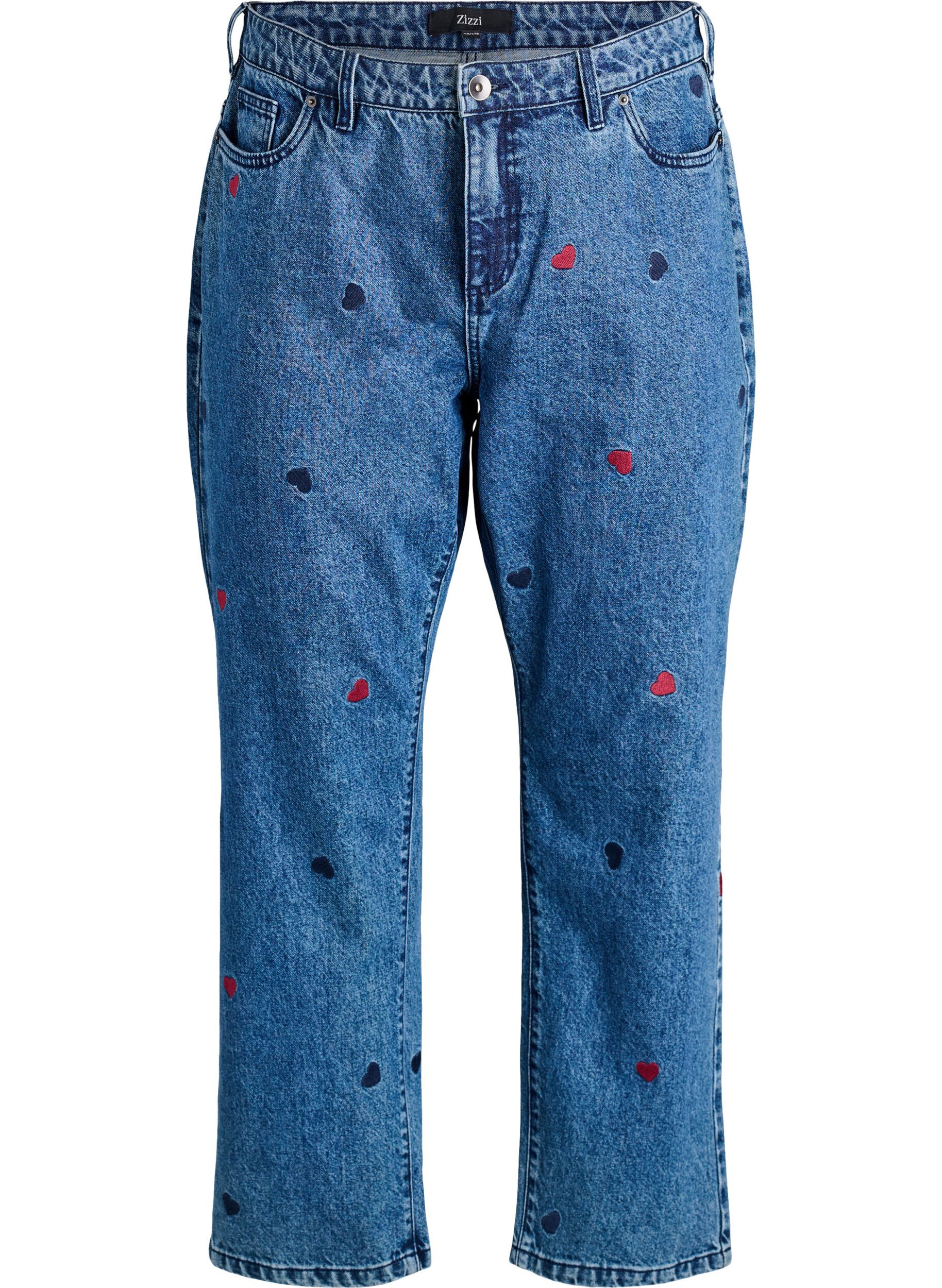 High waist Gemma jeans met geborduurde details