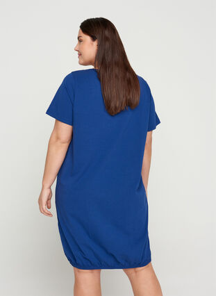 Katoenen jurk met korte mouwen , Twilight Blue, Model image number 1