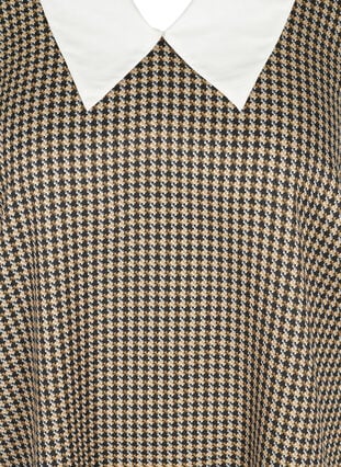 Tunique chemise à manches longues imprimée à grand col, Houdsthooth, Packshot image number 2