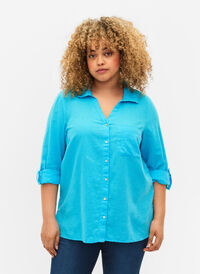 Overhemdblouse met knoopsluiting, Blue Atoll, Model