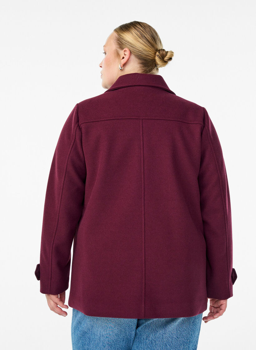 Manteau court avec fermeture &agrave; double-boutonnage, Bordeaux, Model image number 1