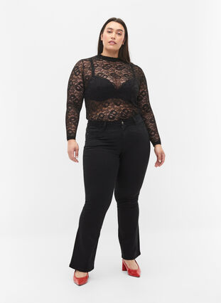 Kanten blouse met lange mouwen, Black Lace, Model image number 2