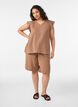 Top sans manches en mousseline de coton avec volants, Marron, Model image number 1