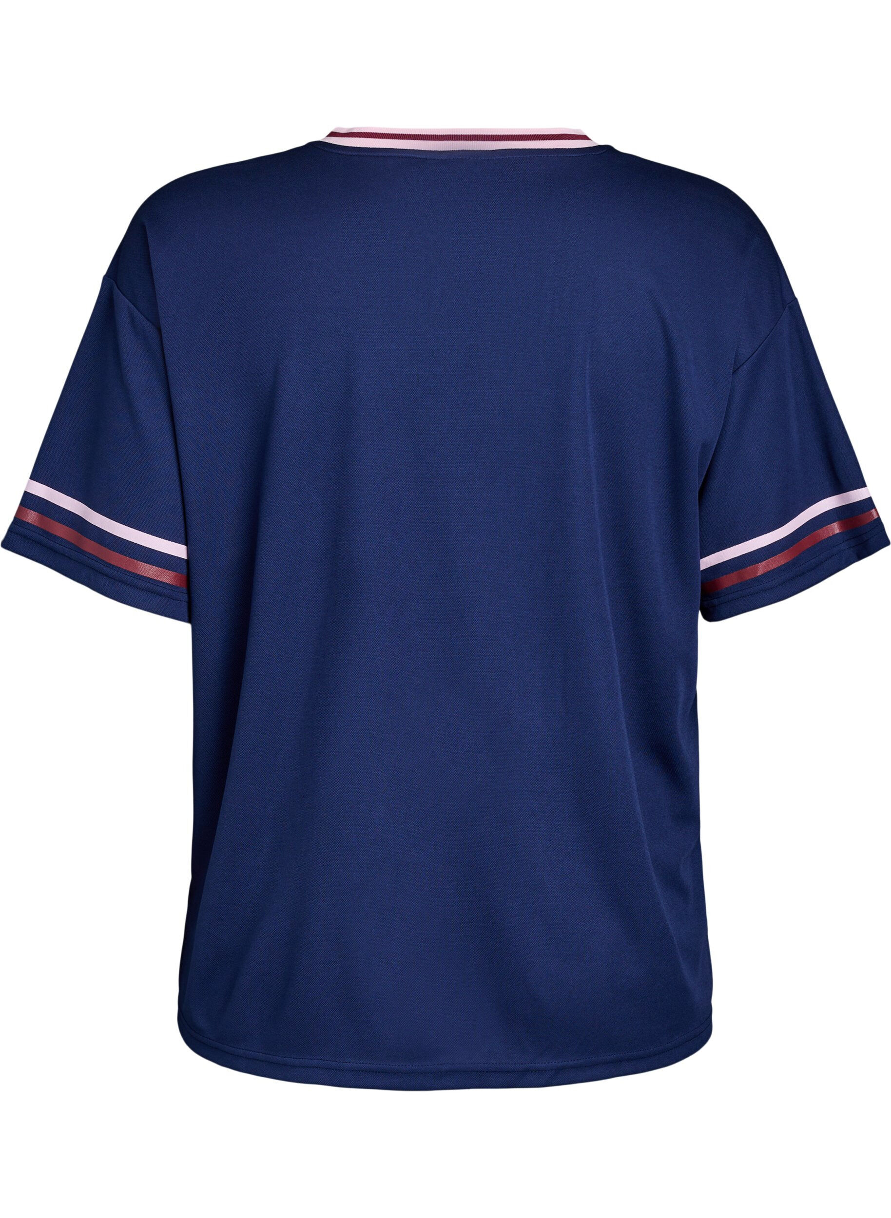 ZizziSporty T-shirt met ruiten en tekstprint, Blauw, Packshot image number 1