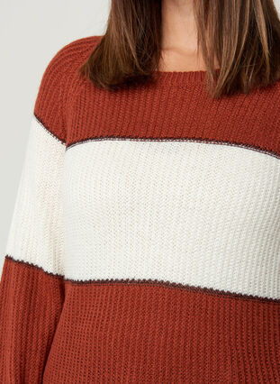 Gebreide gestreepte sweater met lurex, Burnt Henna Comb., Model image number 2