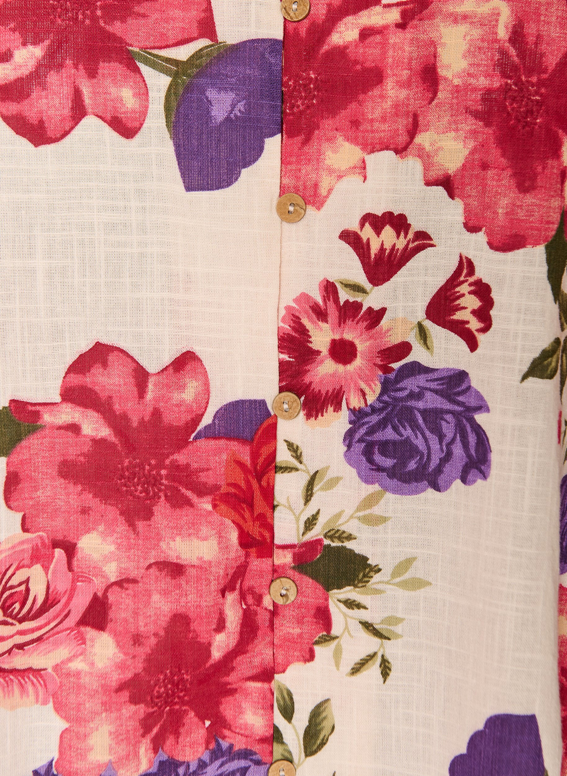 ZizziKatoenen shirt met korte mouwen en een V-hals, Rood, Packshot image number 2