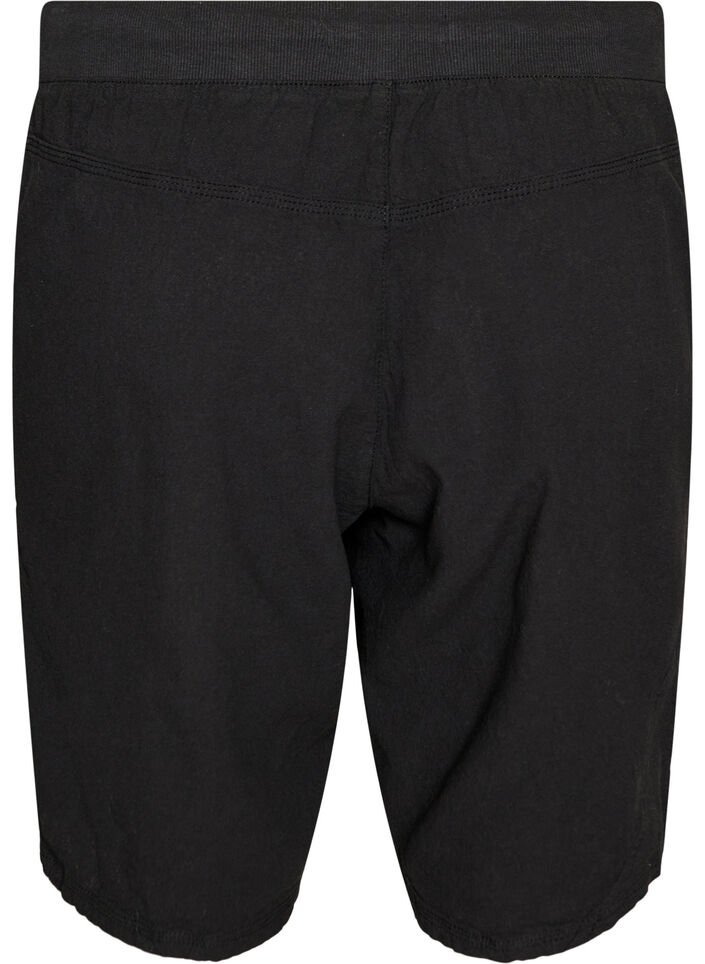 Losse katoenen short met zakken, Zwart, Packshot image number 1