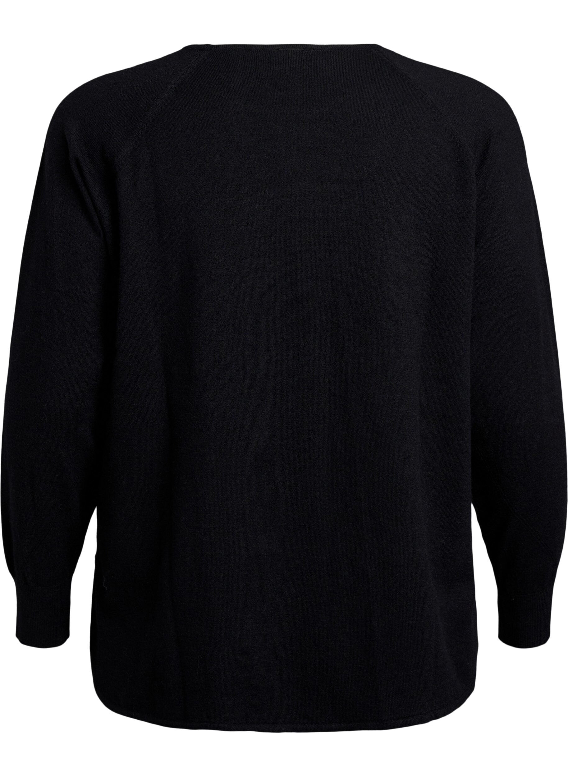ZizziChemisier en tricot avec col rond et motif tricot, Noir, Packshot image number 1