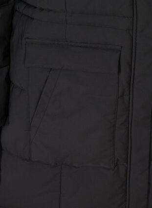 Lange winterjas met verstelbare taille, Black, Packshot image number 3