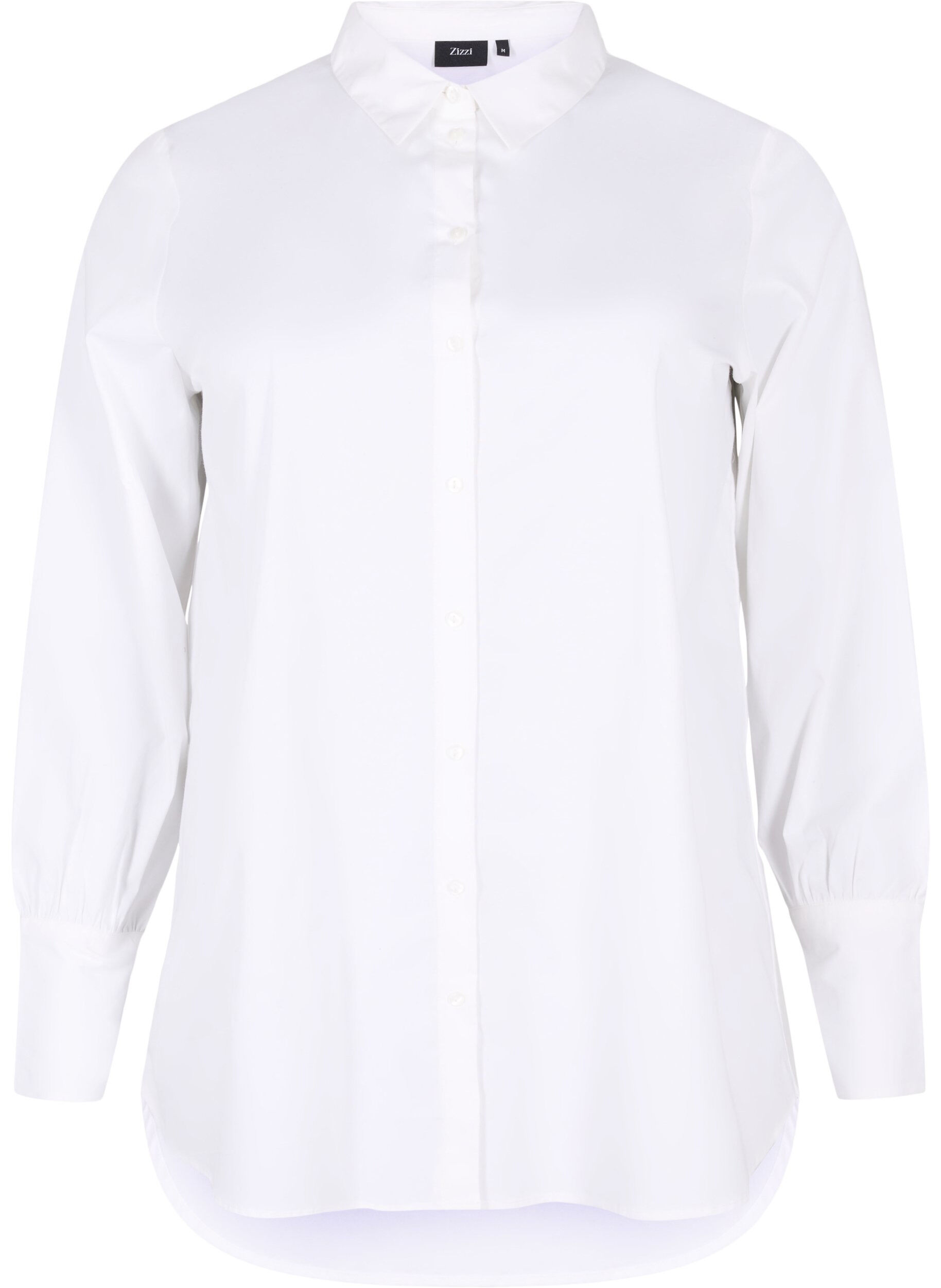 ZizziLange katoenen shirt, Bright White, Packshot image number 0