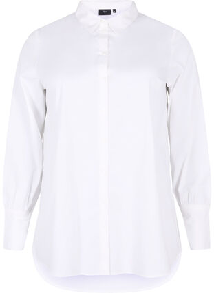Lange katoenen shirt, Bright White, Packshot image number 0