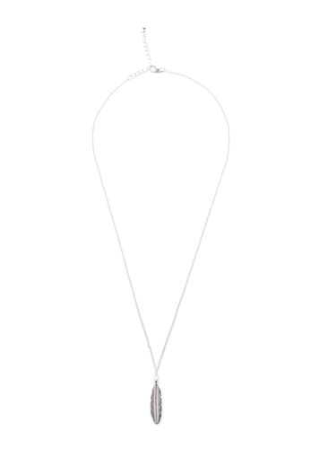 Zilverkleurige ketting met bladvormige hanger, Silver, Packshot image number 1
