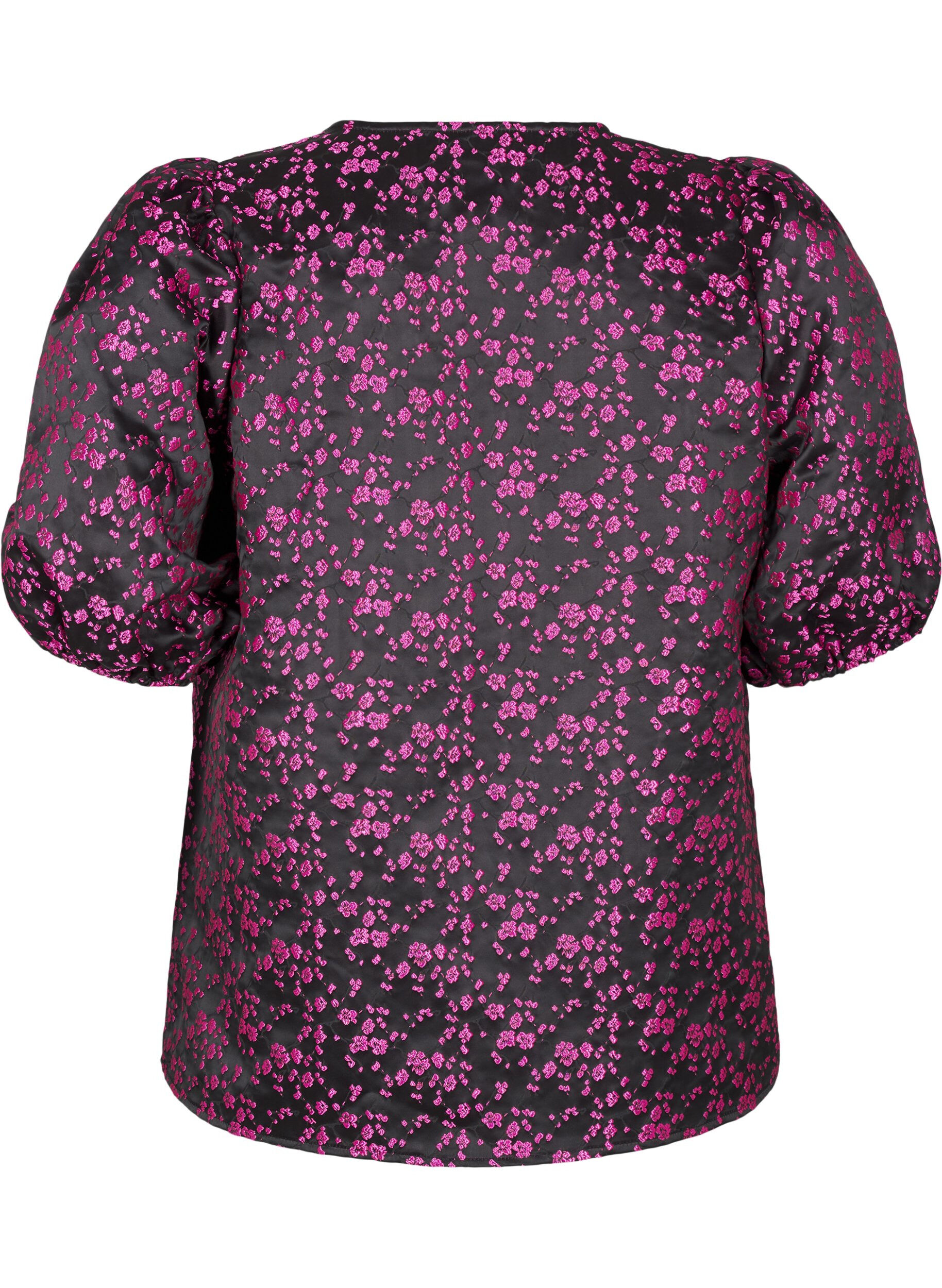ZizziGeborduurde blouse met korte mouwen, Zwart, Packshot image number 1