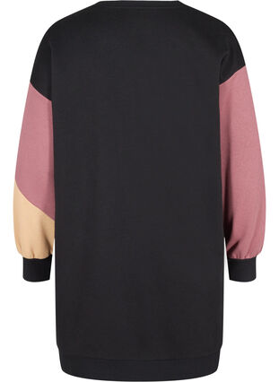 Lange sweater met colorblock, Black Color Block, Packshot image number 1