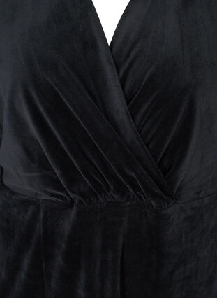 Midi-jurk in velours met lange mouwen, Black, Packshot image number 2