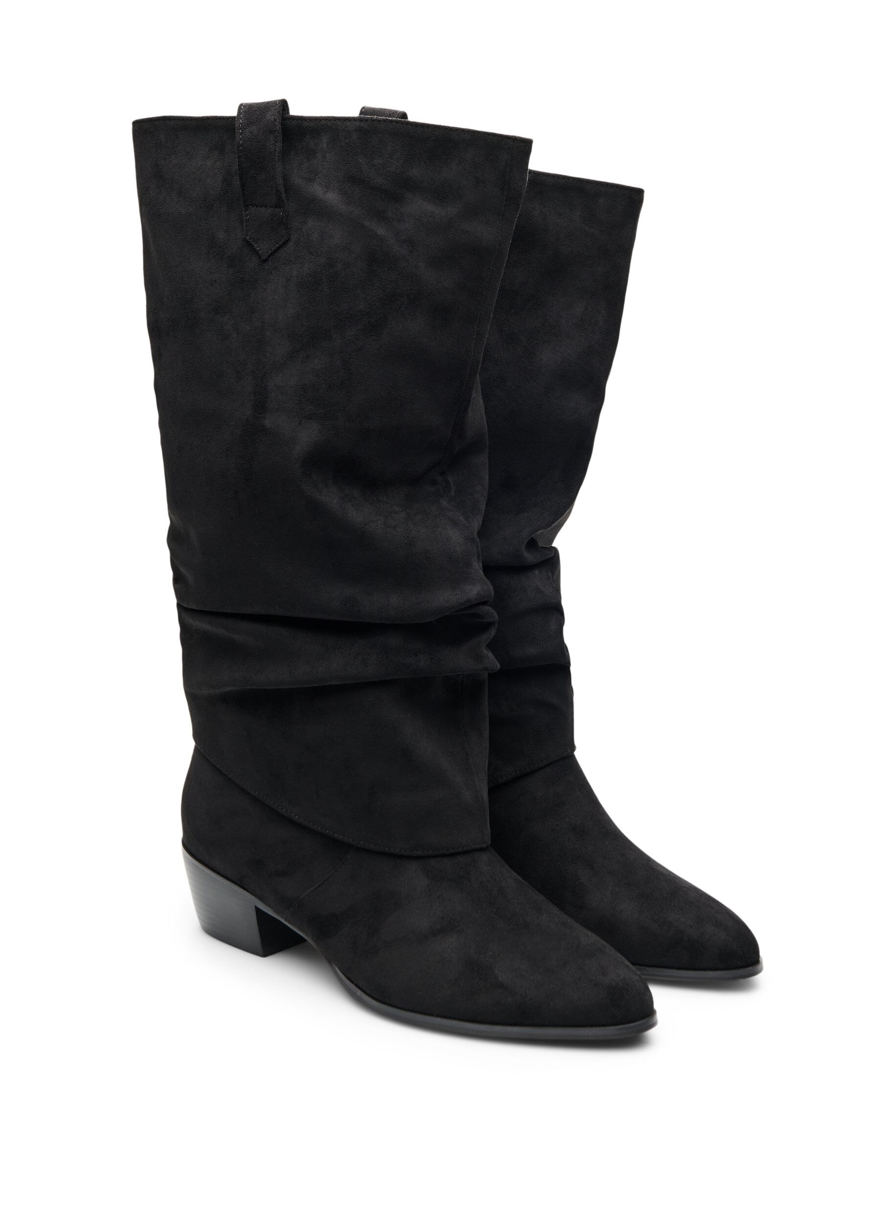 ZizziBotte haute en su&eacute;dine avec tige amovible, Noir, Packshot image number 1