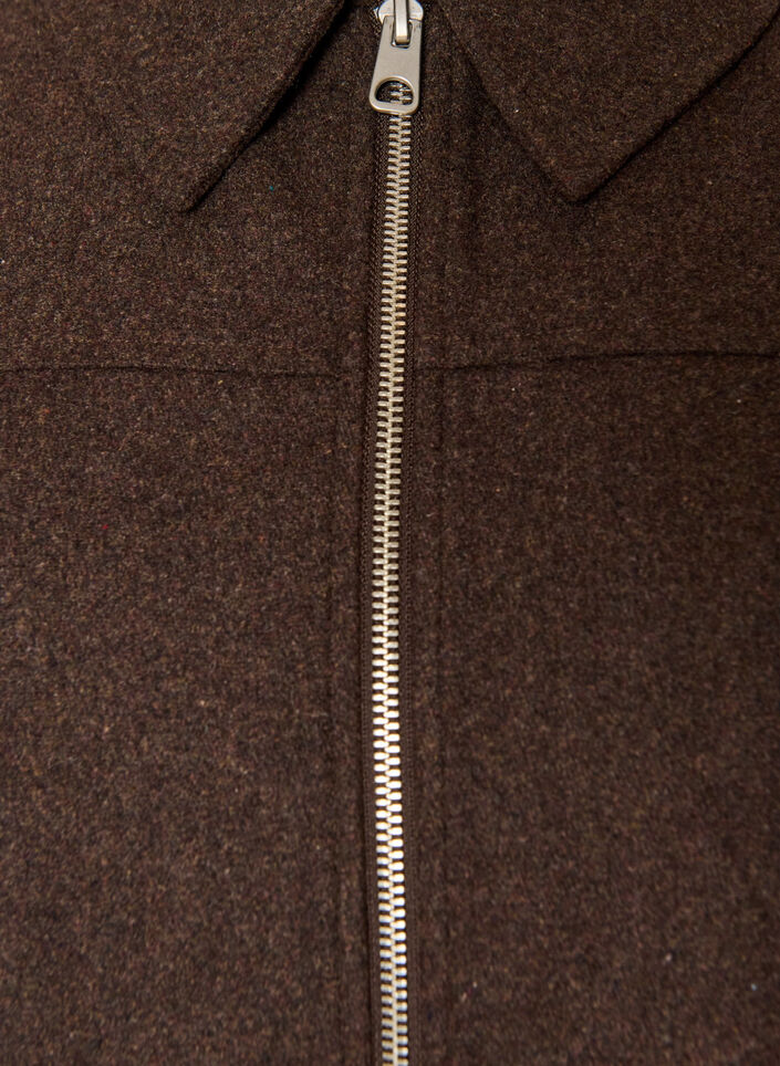 Korte jas met overhemdkraag en ritssluiting, Bruin, Packshot image number 2
