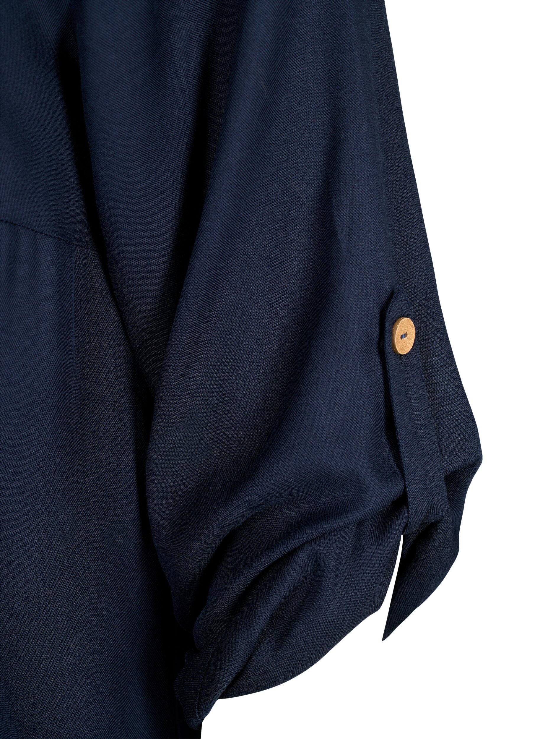 Zizzi Tunique en viscose avec capuche, Navy Blazer, Packshot image number 3