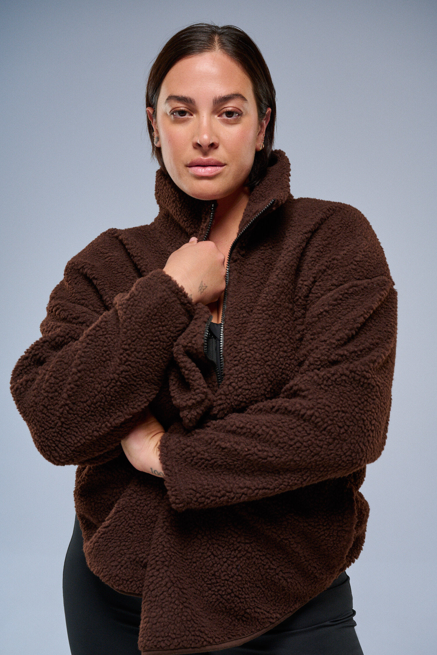 ZizziFleecejack in bruin, , Model